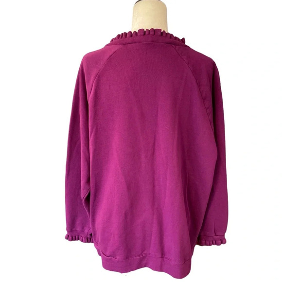 Talbots Plus Size Women's Purple Ruffle Trim Raglan Sweatshirt 2X - Picture 9 of 10